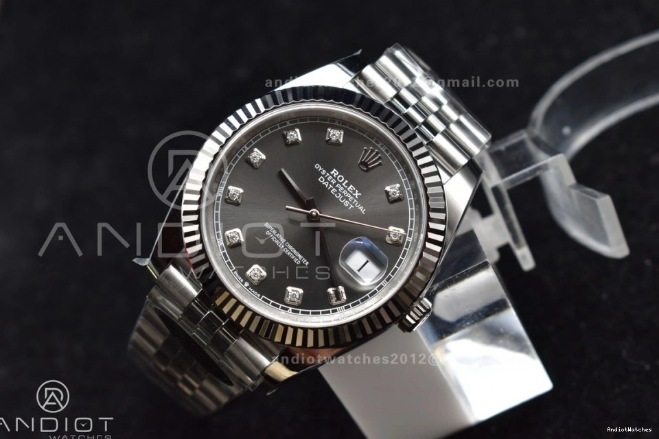 Best Clean 1:1 126334 DateJust Dial VR 421 Diamonds Steel Grey Edition Bracelet Jubilee SmartChoice SS On 41 904L 1214